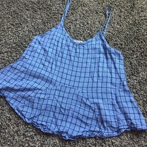 [ Cozy Casual ] Blue plaid spaghetti strap